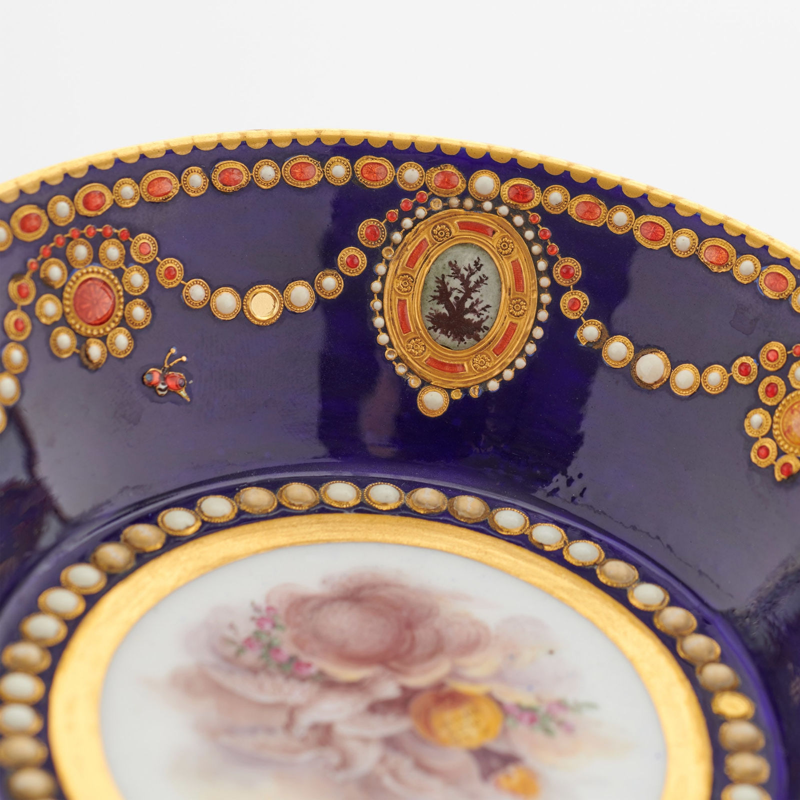 Sèvres Porcelain, A French 18th Century Soft-Paste Sèvres Porcelain ‘Jewelled’ Cup and Saucer, 1781