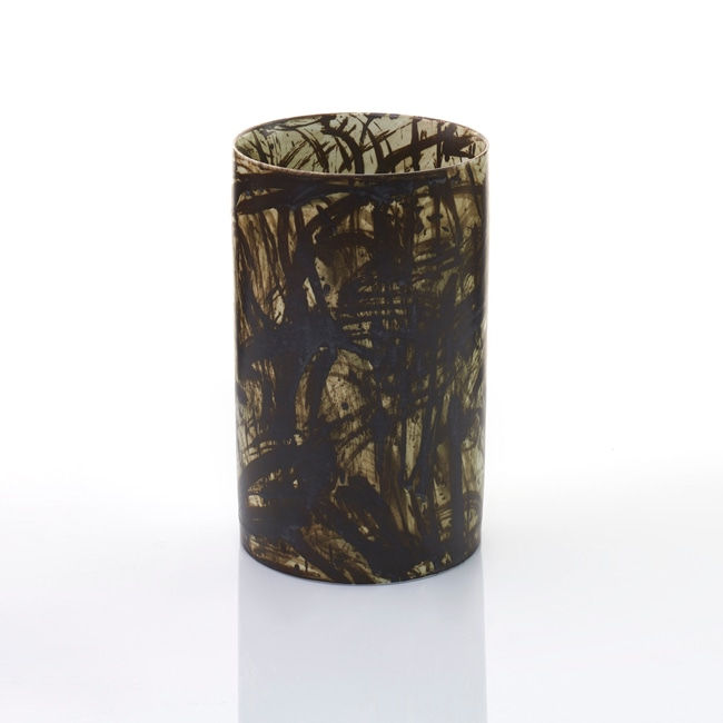 Felicity Aylieff, Black & White Scribble Vase with Dark Green, 2016