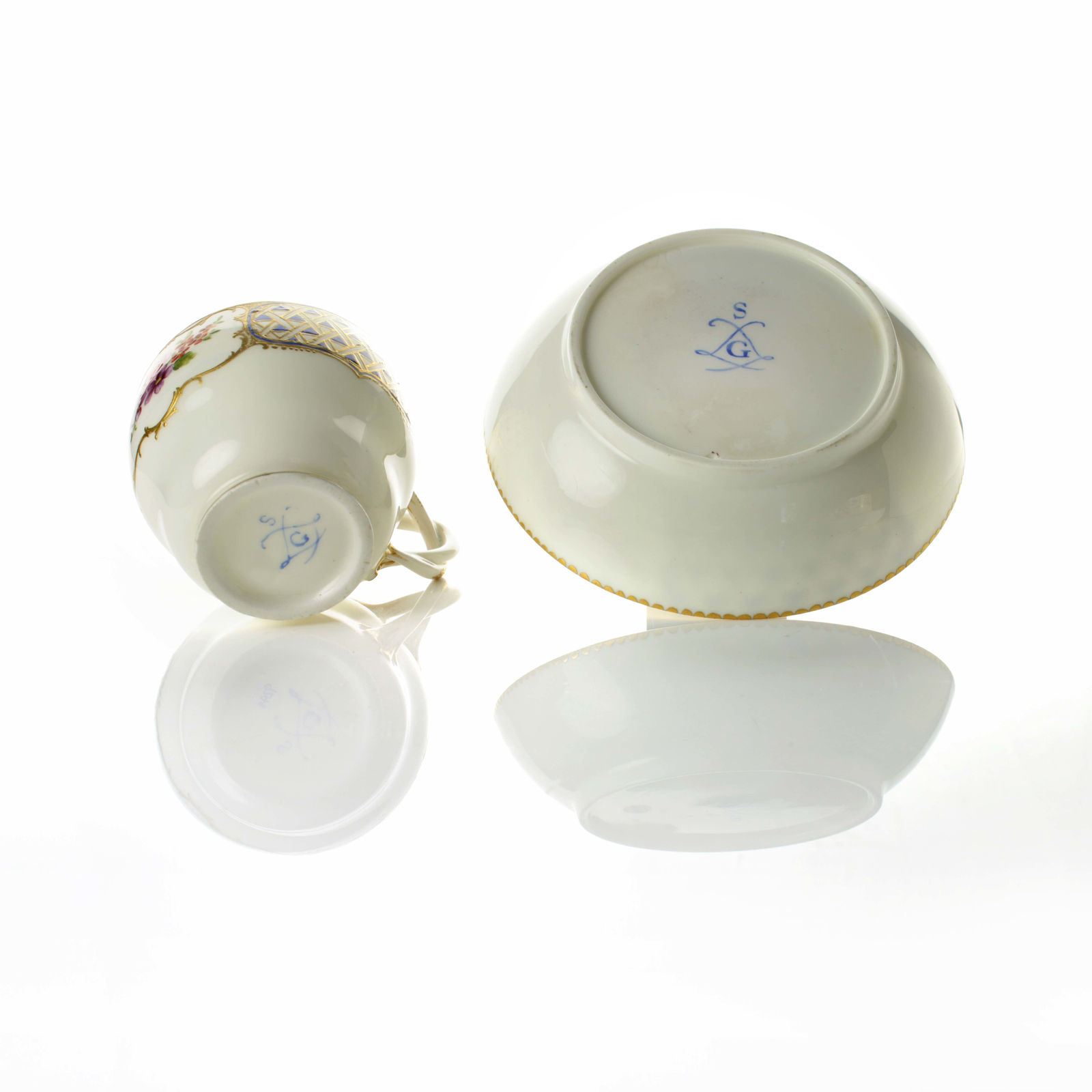 Sèvres Porcelain, A Soft-Paste Sèvres Cup and Saucer, 1760