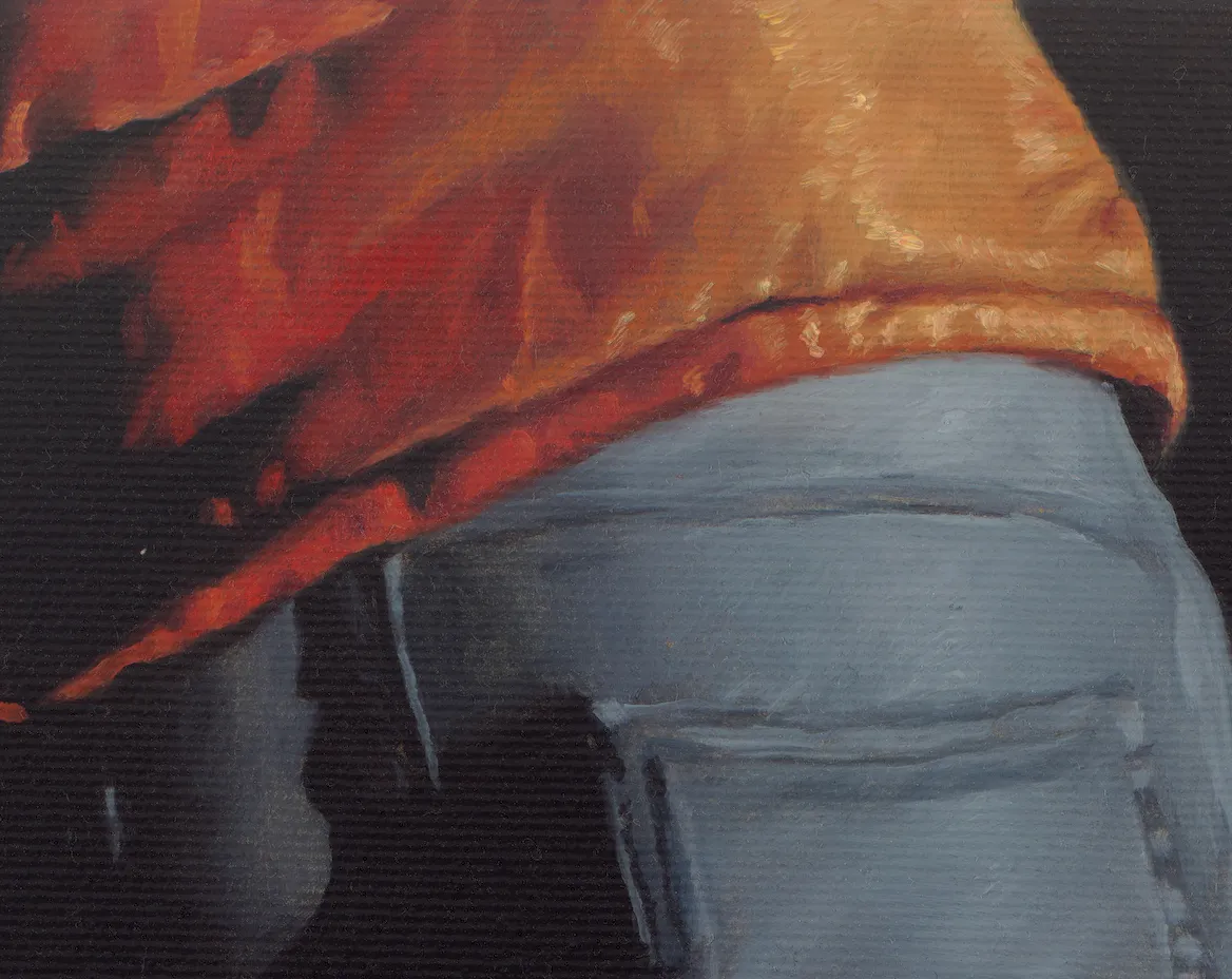 Figurative painting by Mohamed Saïd Chair, contemporary Moroccan artist. His works reinvent the human figure through a chiaroscuro aesthetic inherited from 17th century oil painting, blending hyperrealism and modern sensibility. AFIKARIS Gallery, contemporary African art in Paris. Peinture figurative de Mohamed Saïd Chair, artiste marocain contemporain. Ses œuvres réinventent la figure humaine dans une esthétique du clair-obscur héritée de la peinture à l'huile du XVIIe siècle, mêlant hyperréalisme et sensibilité moderne. Galerie AFIKARIS, art contemporain africain à Paris.