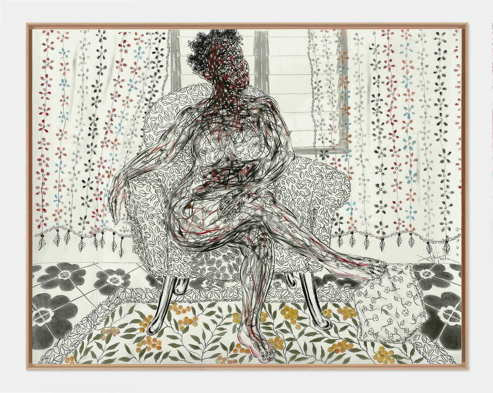 Salifou Lindou painting. Cameroonian Artist. Contemporary African art in Paris. AFIKARIS Gallery Paris. Mixed media (acrylic, clay, pastel, collage) on canvas. Figurative portraits. Duality of human beings. Observation of society. Cercle Kapsiki.