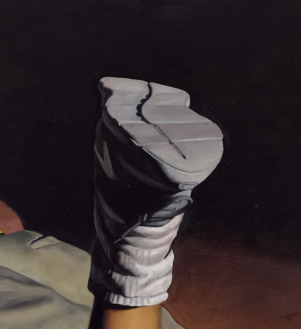 Figurative painting by Mohamed Saïd Chair, contemporary Moroccan artist. His works reinvent the human figure through a chiaroscuro aesthetic inherited from 17th century oil painting, blending hyperrealism and modern sensibility. AFIKARIS Gallery, contemporary African art in Paris. Peinture figurative de Mohamed Saïd Chair, artiste marocain contemporain. Ses œuvres réinventent la figure humaine dans une esthétique du clair-obscur héritée de la peinture à l'huile du XVIIe siècle, mêlant hyperréalisme et sensibilité moderne. Galerie AFIKARIS, art contemporain africain à Paris.