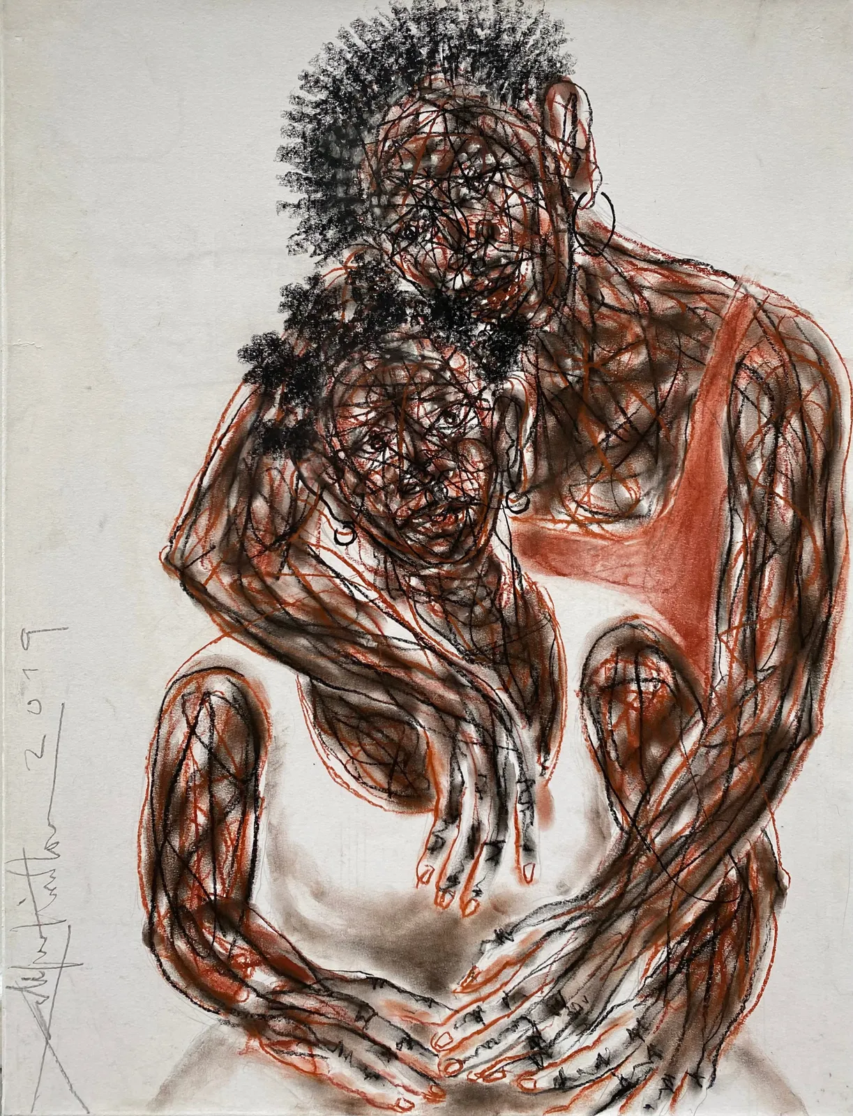 Salifou Lindou painting. Cameroonian Artist. Contemporary Art. Figurative portraits. Cercle Kapsiki. Contemporary African art in Paris. AFIKARIS Gallery.