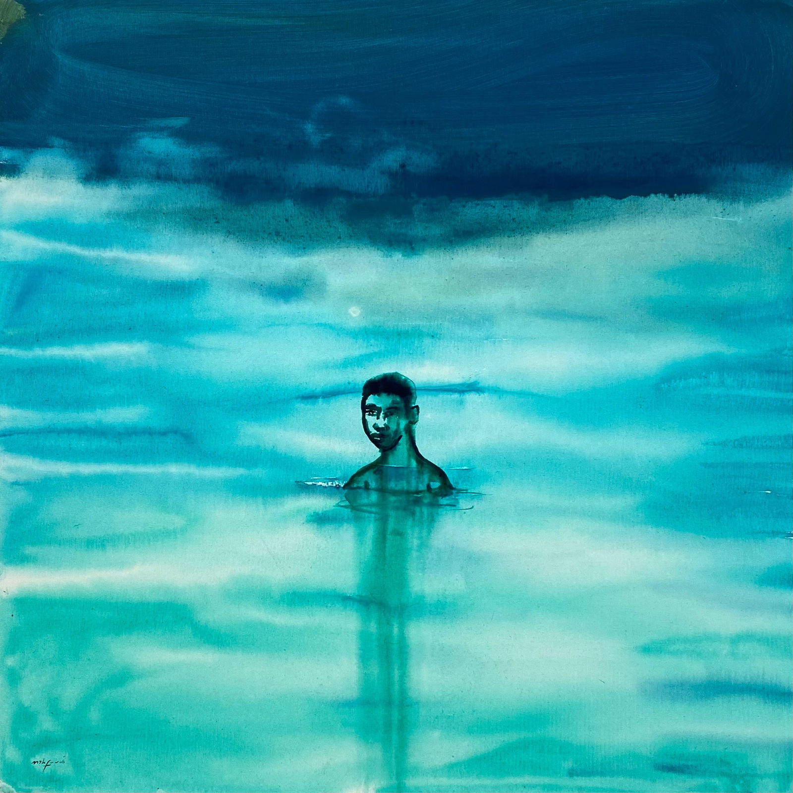 Omar Mahfoudi painting. Moroccan Artist. Contemporary art. Acrylic and ink on paper and canvas. Figurative. Abstraction. Cinematic paintings. Dreamy. Bold colours. Ink on paper.