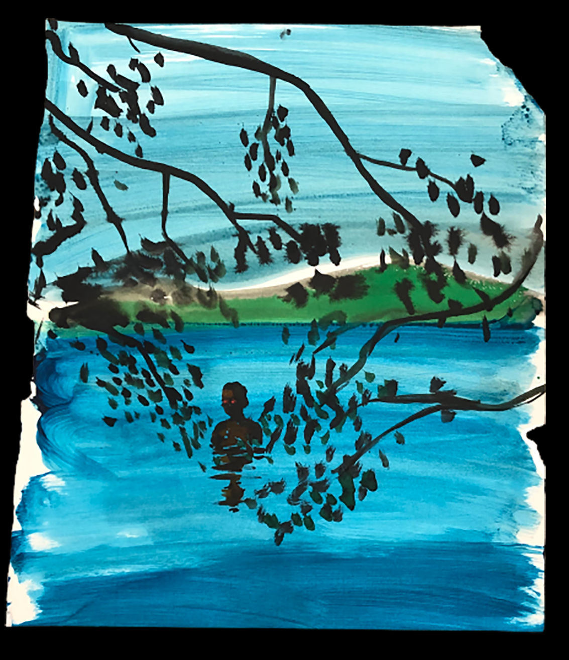 Omar Mahfoudi painting. Moroccan Artist. Contemporary art. Acrylic and ink on paper and canvas. Figurative. Abstraction. Cinematic paintings. Dreamy. Bold colours. Ink on paper.