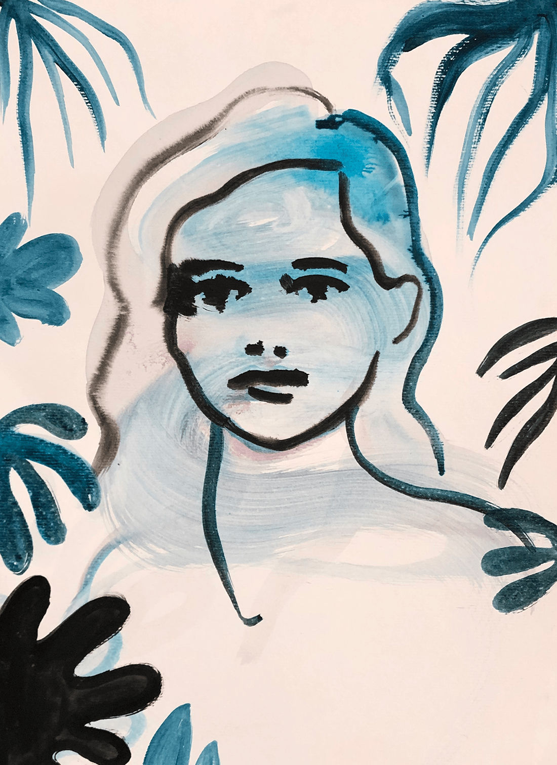 Omar Mahfoudi painting. Moroccan Artist. Contemporary art. Acrylic and ink on paper and canvas. Figurative. Abstraction. Cinematic paintings. Dreamy. Bold colours. Ink on paper.