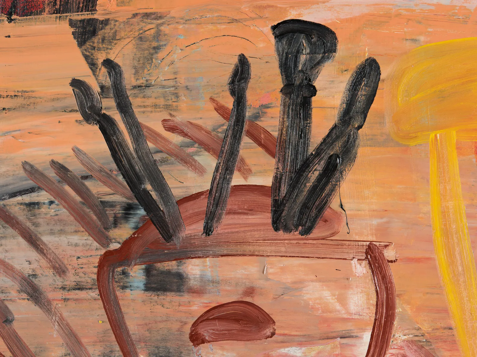 Roy Oxlade, Black Brushes in a Pot with Two Chairs, 2000 c.