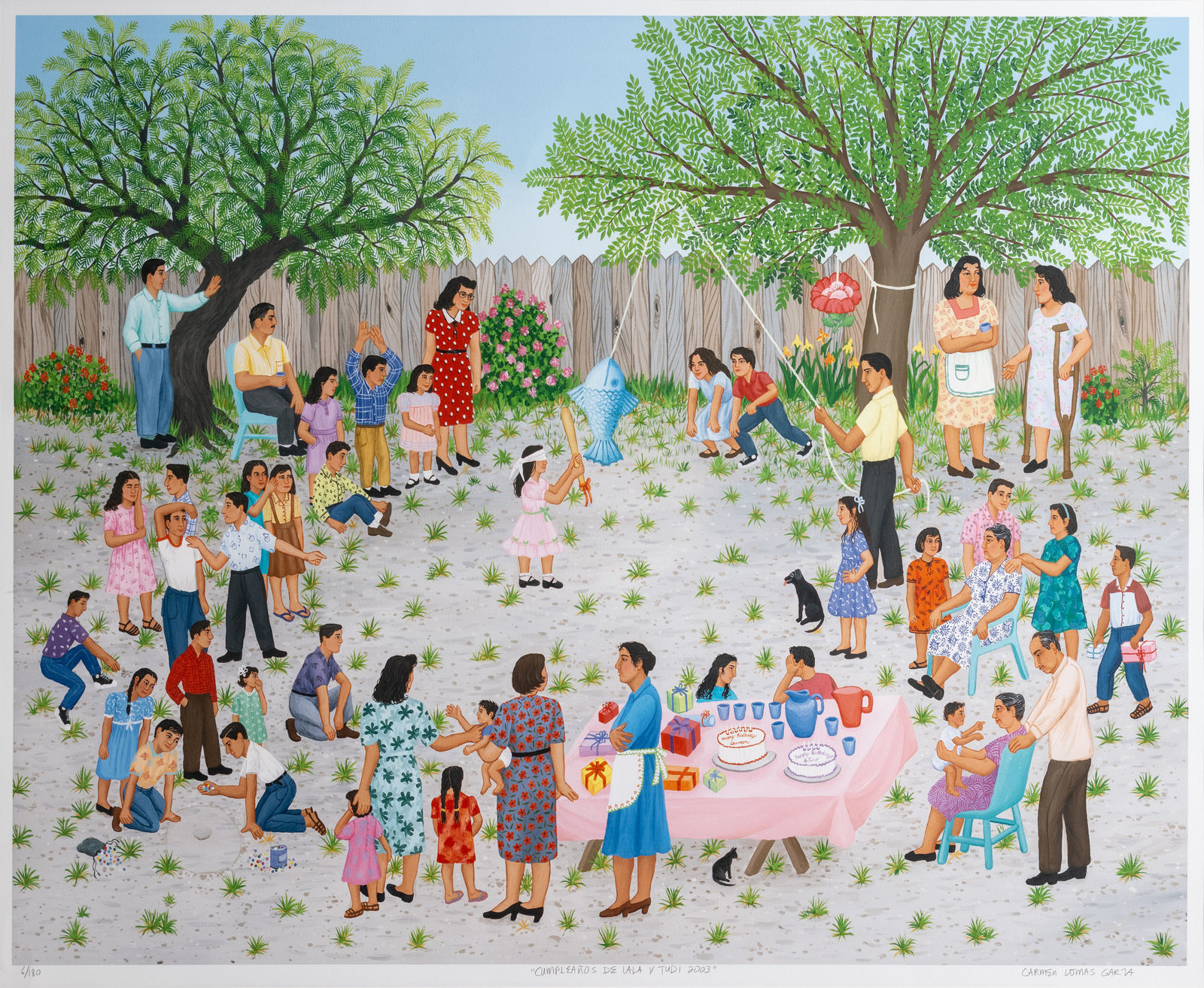 Carmen Lomas Garza, Cumpleanos de Lala y Tudi, 2003