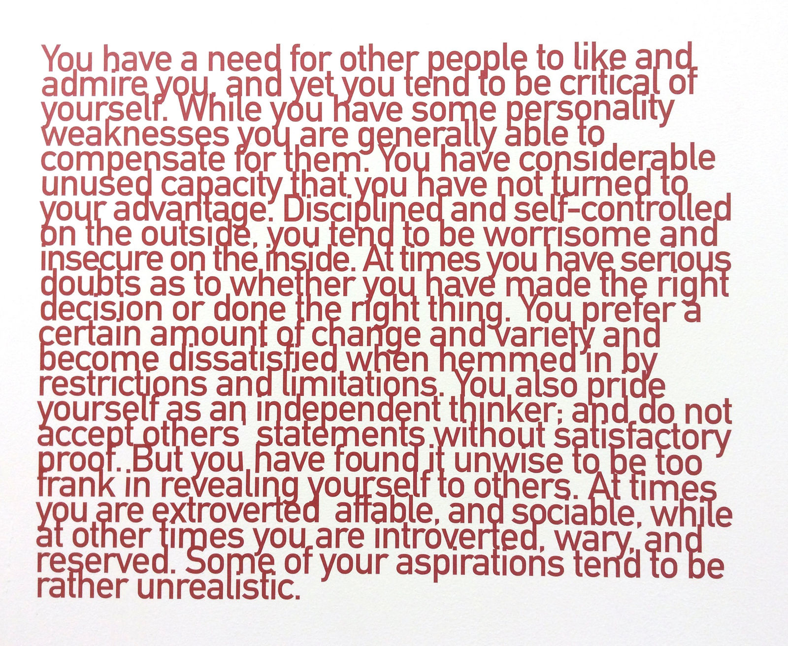 Heman Chong, The Forer Effect, 2008