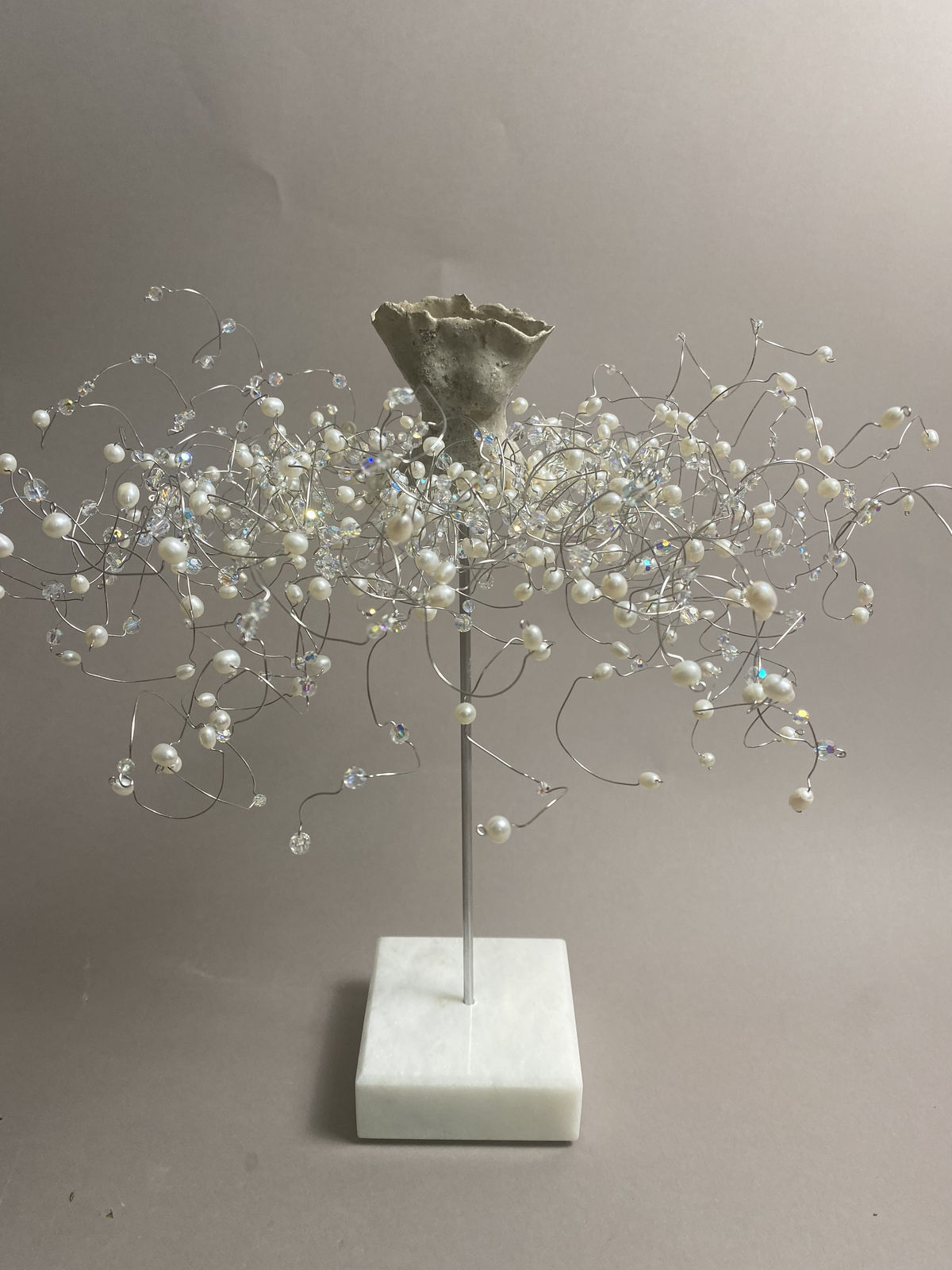 Estella Fransbergen, White Raku Torso w/Pearls & Crystals