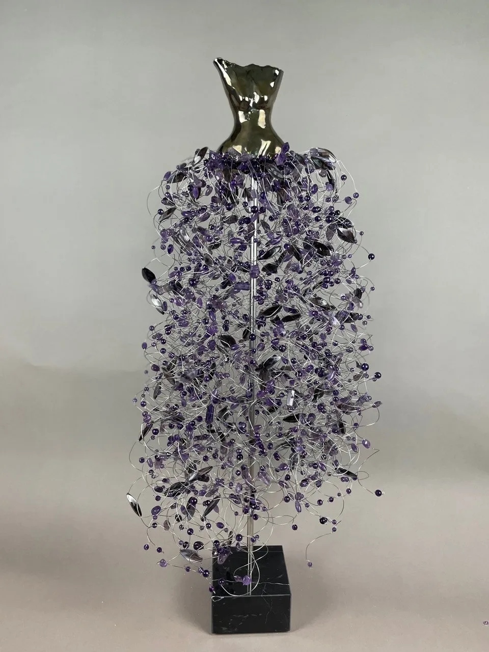 Estella Fransbergen, 192999 High Fired Clay Torso with Amethyst & Purple Shells