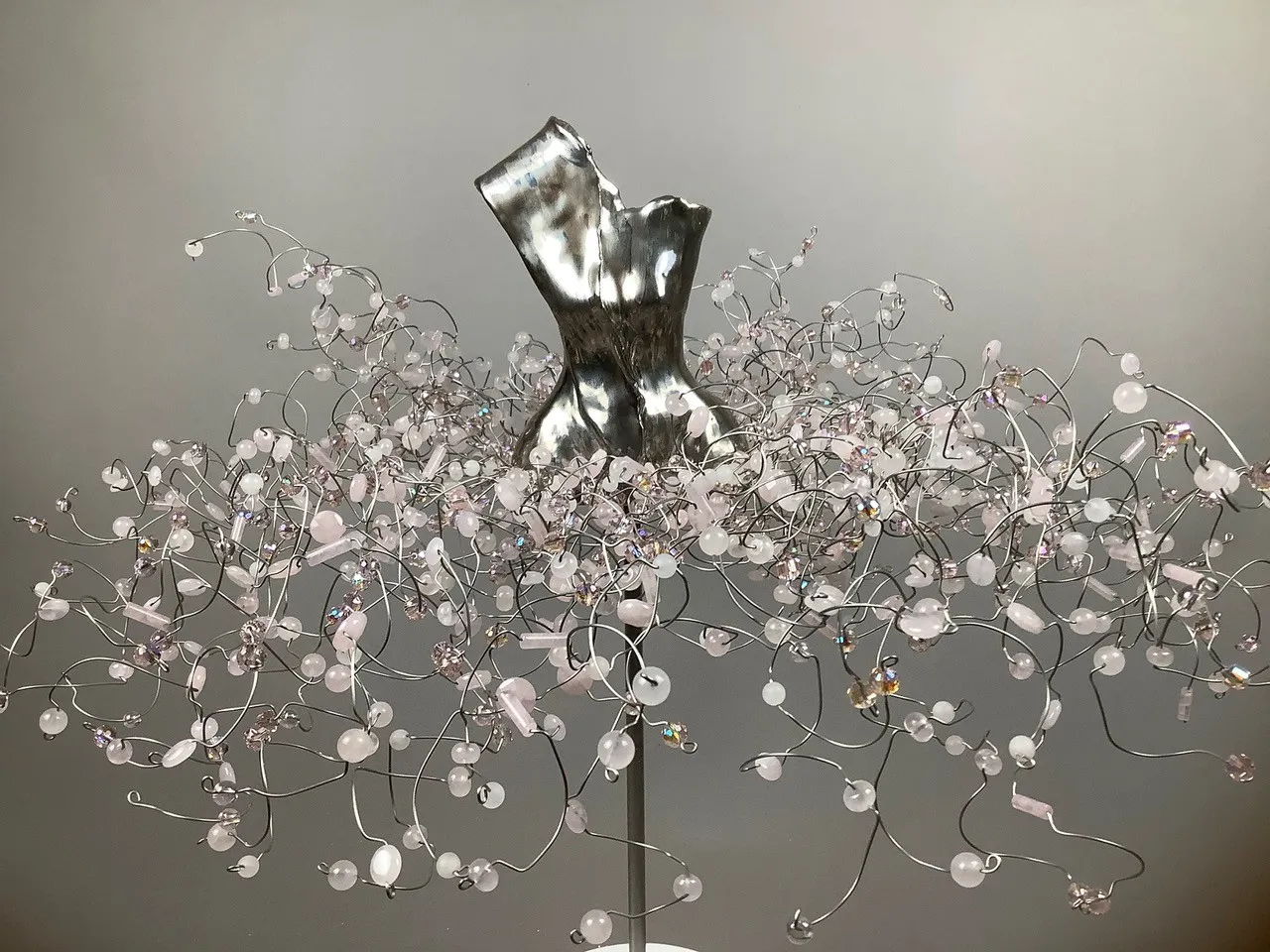 Estella Fransbergen, Torso with White Gold Overglaze, Single Shoulder, Pink Glass Stones & Rose Quartz 193532