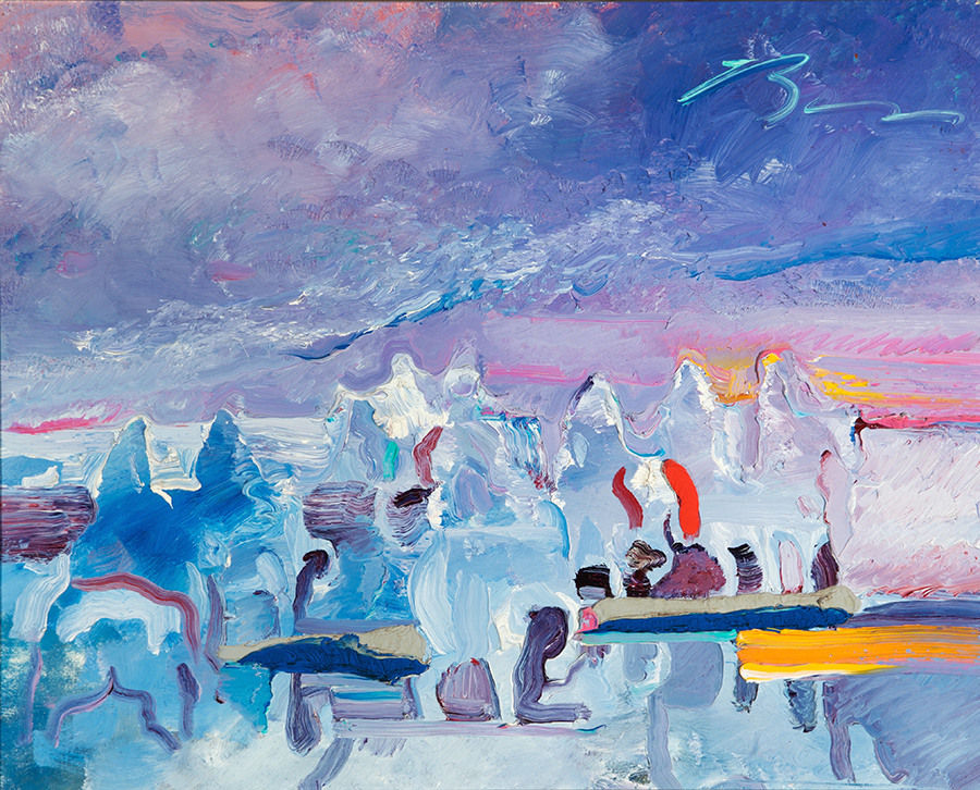 Earl Biss, Sunrise Morning in Purple and Orange Circa 1986