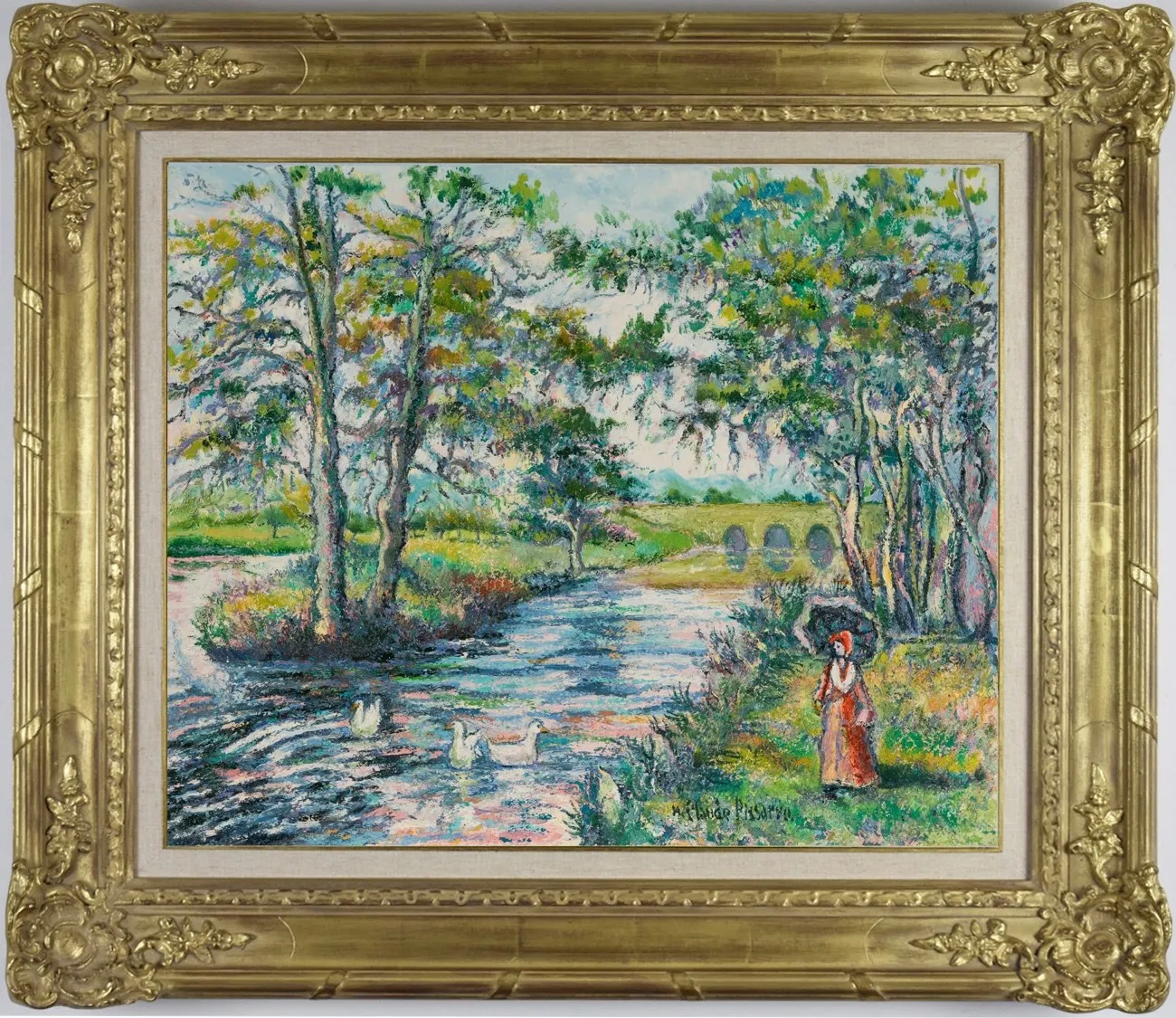 5 Generations of Camille Pissarro, L'Île de la Chèze et le Pont du Vey (Clécy-Calvados)