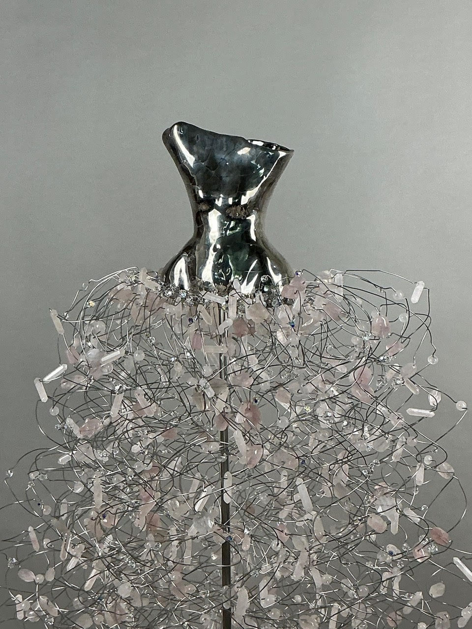 Estella Fransbergen, 193775 Clay Torso with White Gold Overglaze, Rose Quartz, Crystal & Onyx Base