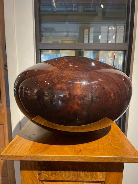 John Tisdale, Woodturned Vase Black Walnut Root Ball Vessel