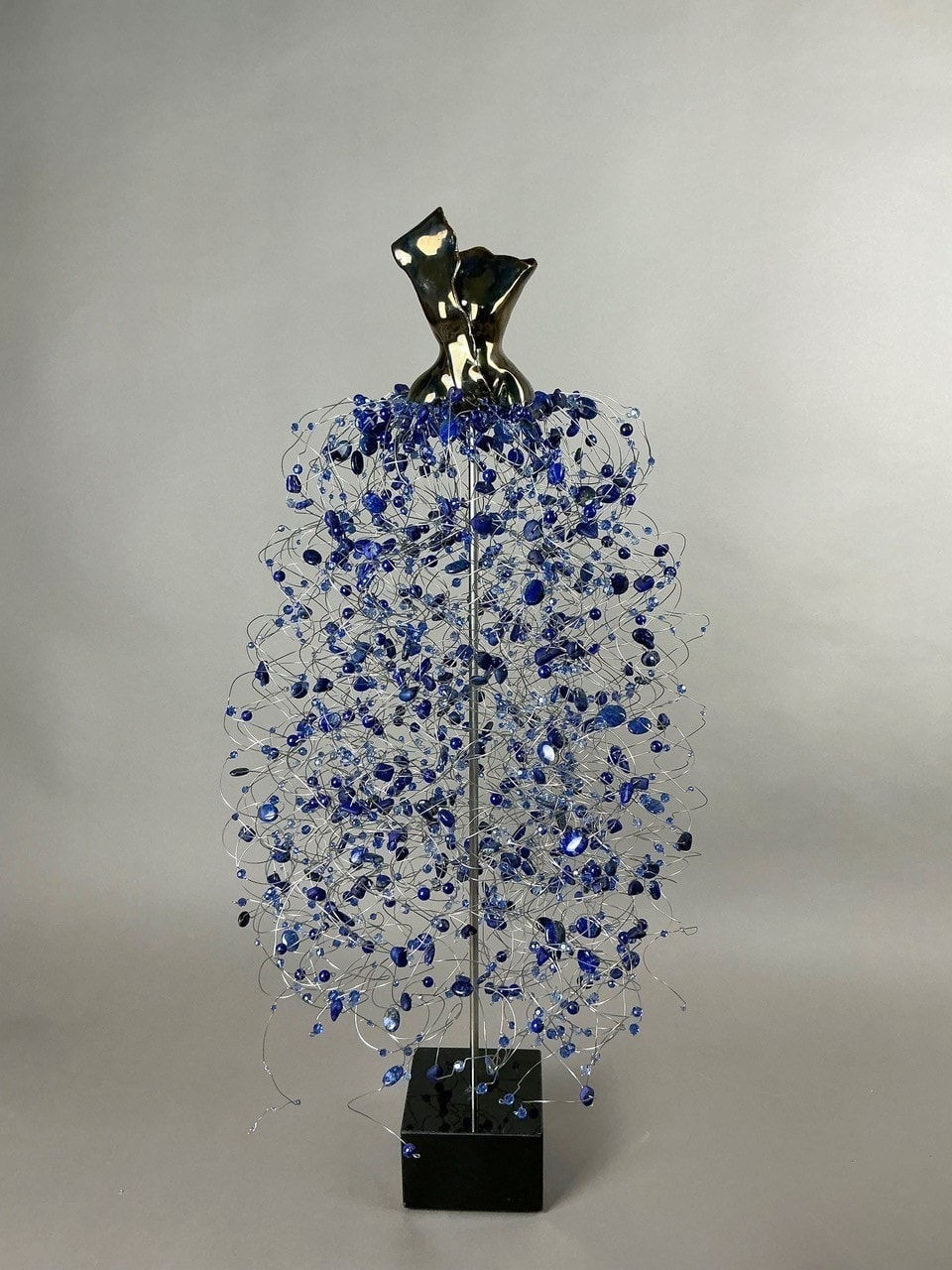 Estella Fransbergen, 193776 High Fired Clay Torso with Lapis & Sapphire Blue European Crystals