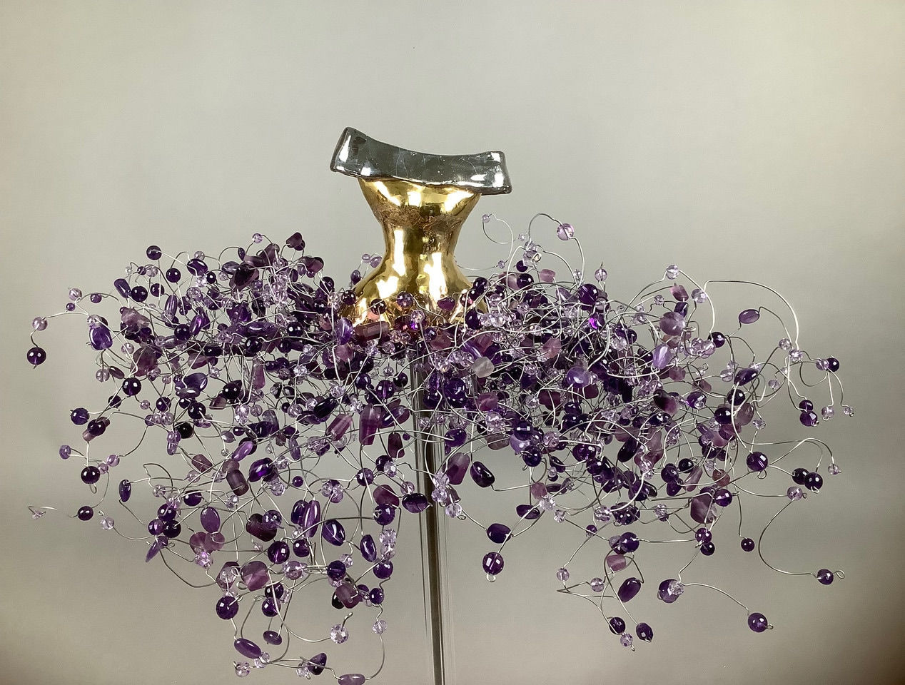 Estella Fransbergen, 193839 Clay Torso with White & Yellow Gold Overglaze & Purple Stones