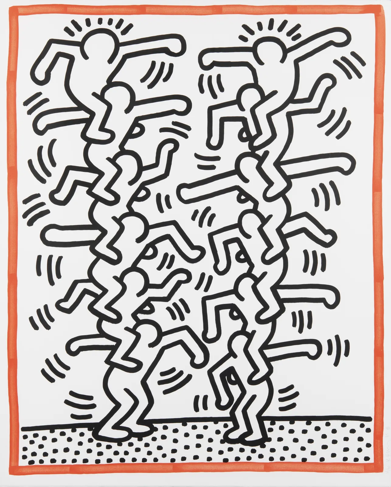 Keith Haring, Plate 3 Three Lithographs (People Ladder), 1985