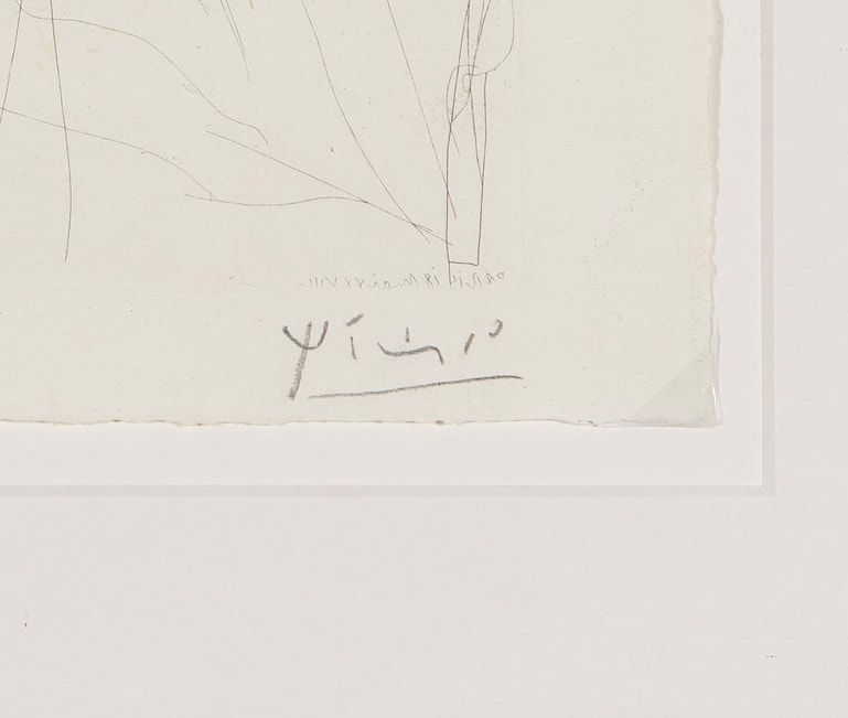 Pablo Picasso, Autoportrait sous trois formes: Pientre Couronne, Sculpteur en buste et Minotaur amoureux Minotaure Caressant une Femme, 1933/1939