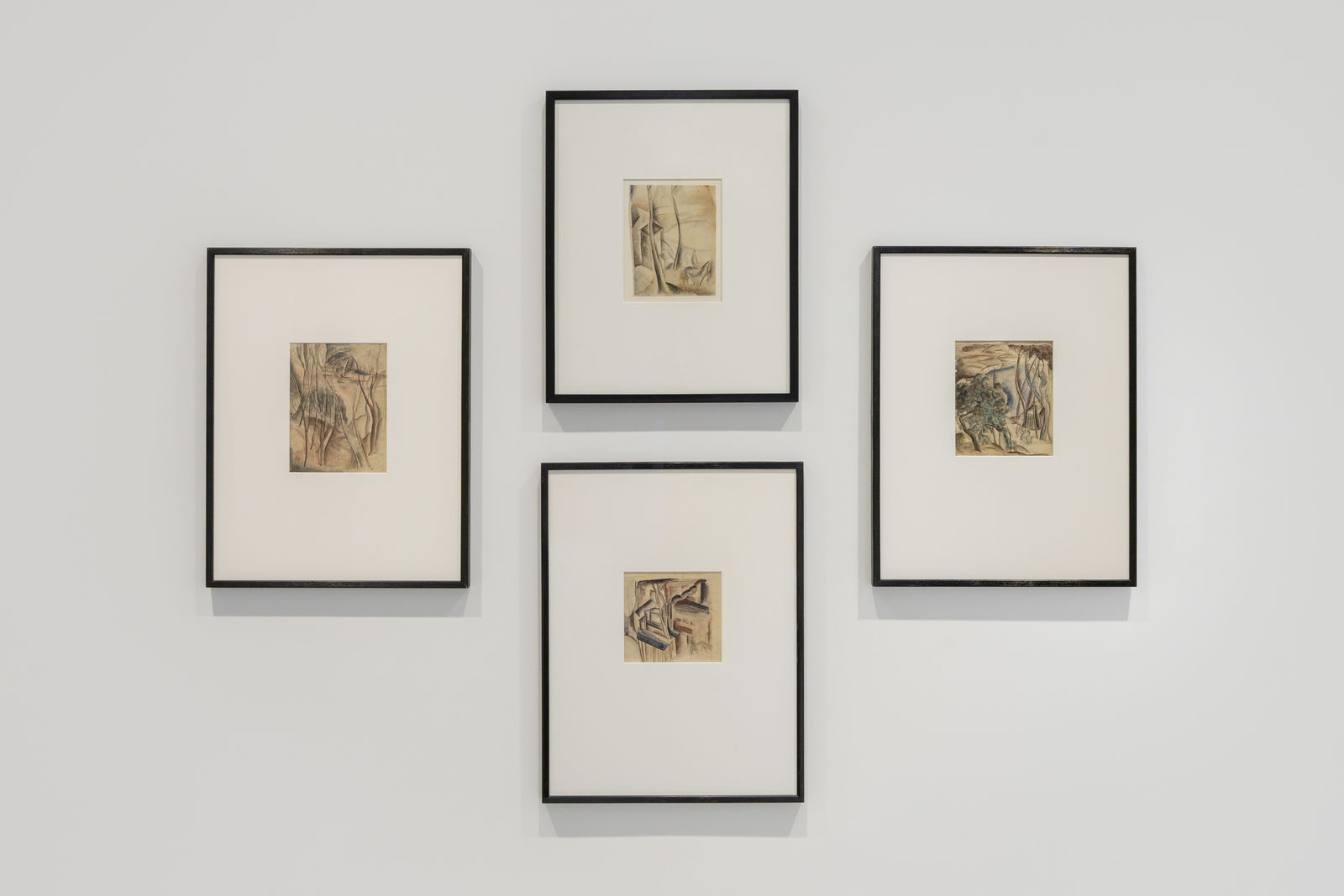 Siri Derkert, Landskap med hus och ryttare / I väntan på Liv /Kustlandskap med figurer, Själland / Stadslandskap, Köpenhamn, 1918-19