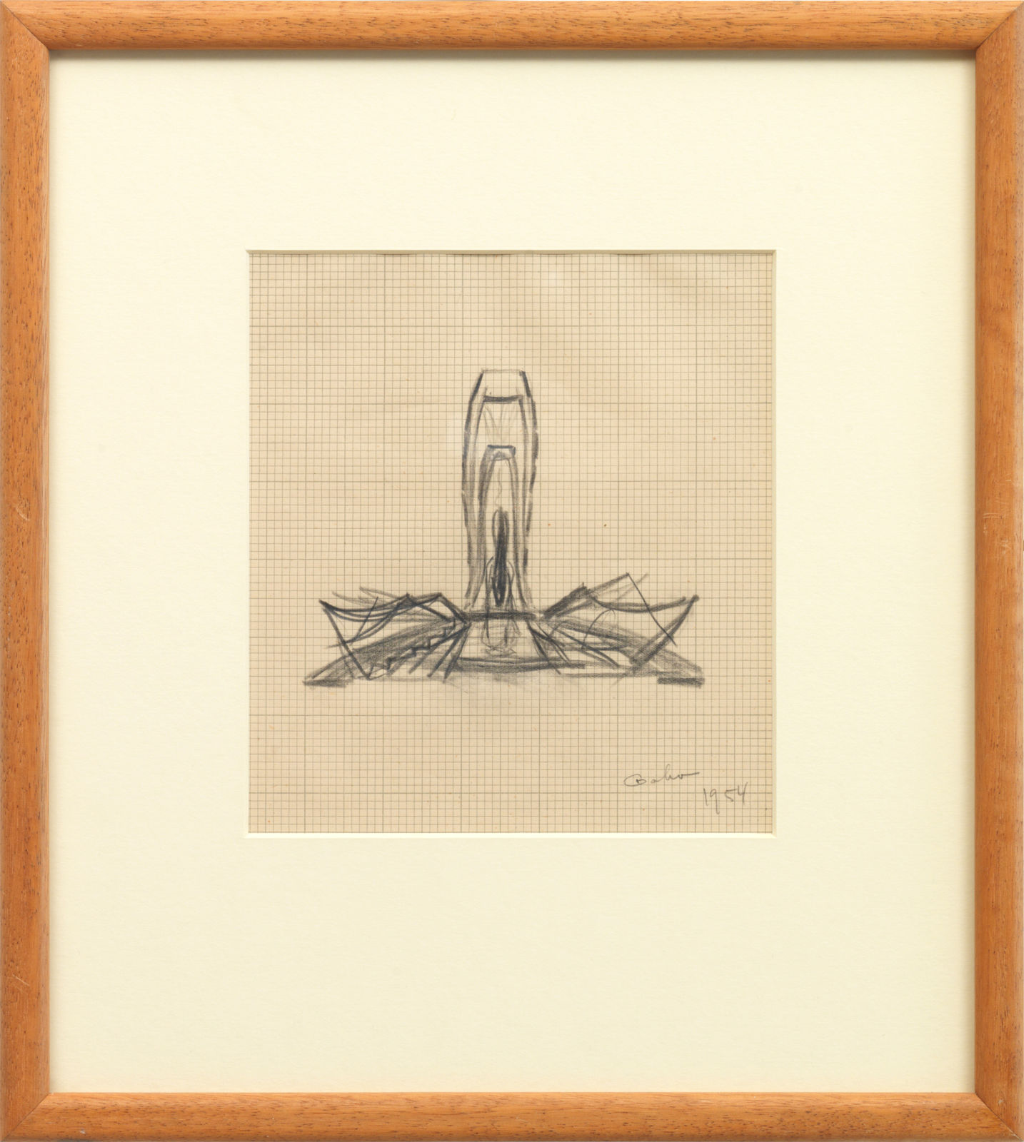 Naum Gabo, Sketch of the Monument to the Unknown Political Prisoner (D22), 1954