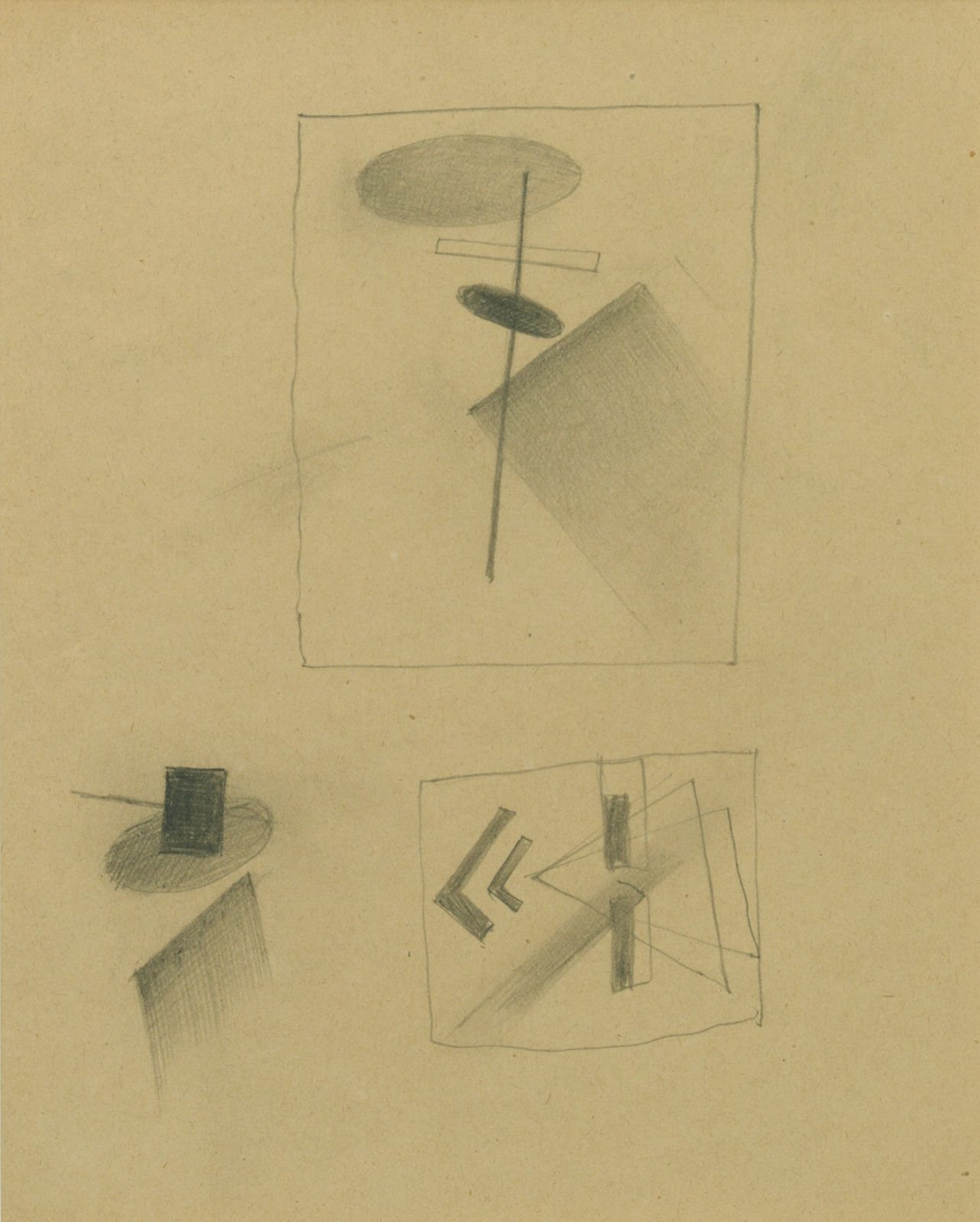 Kasimir Malevich, Composition with plan for dissolution and magnetic elements, 1918