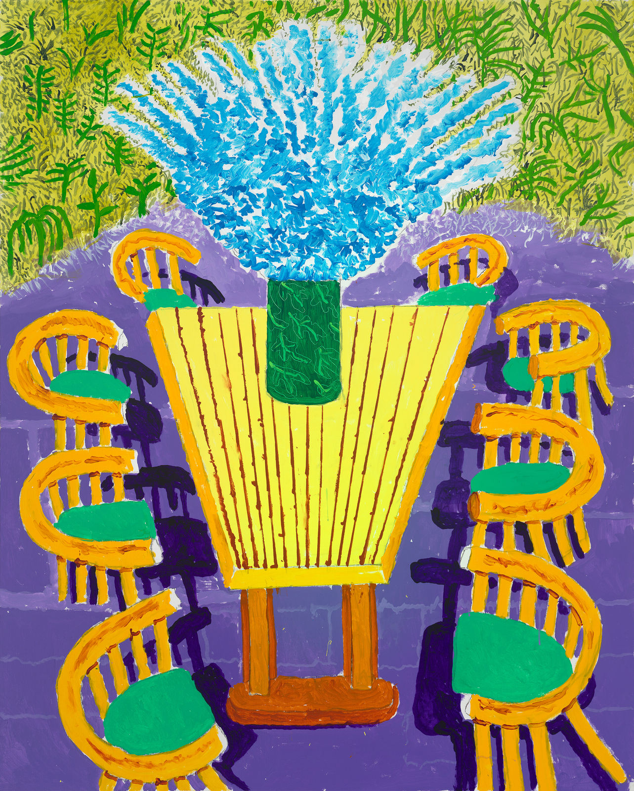 David Hockney, Delphiniums on My Garden Table, July 2025, 2025