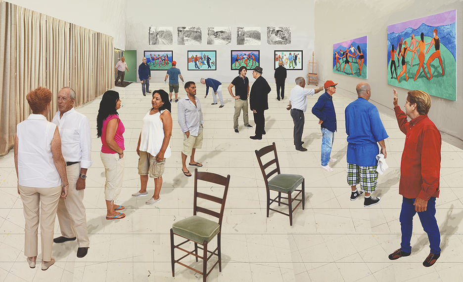 David Hockney, Two Chairs with People, 2015