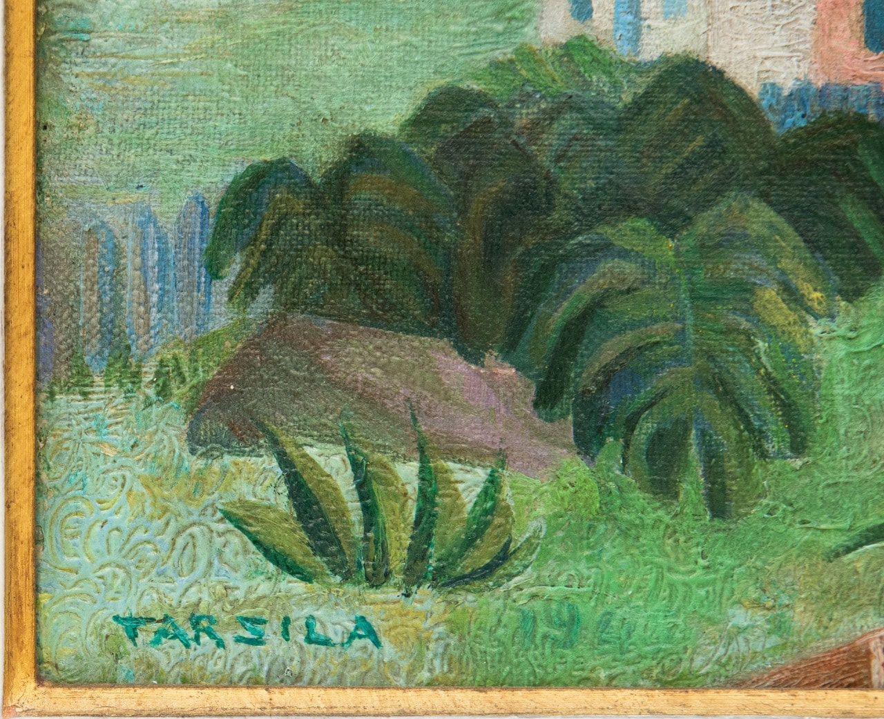 Tarsila do Amaral, Paisagem de fazenda com seis casinhas, circa 1955