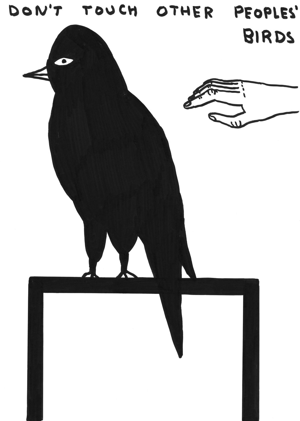 David Shrigley, Untitled (Don't touch other people's birds), 2019