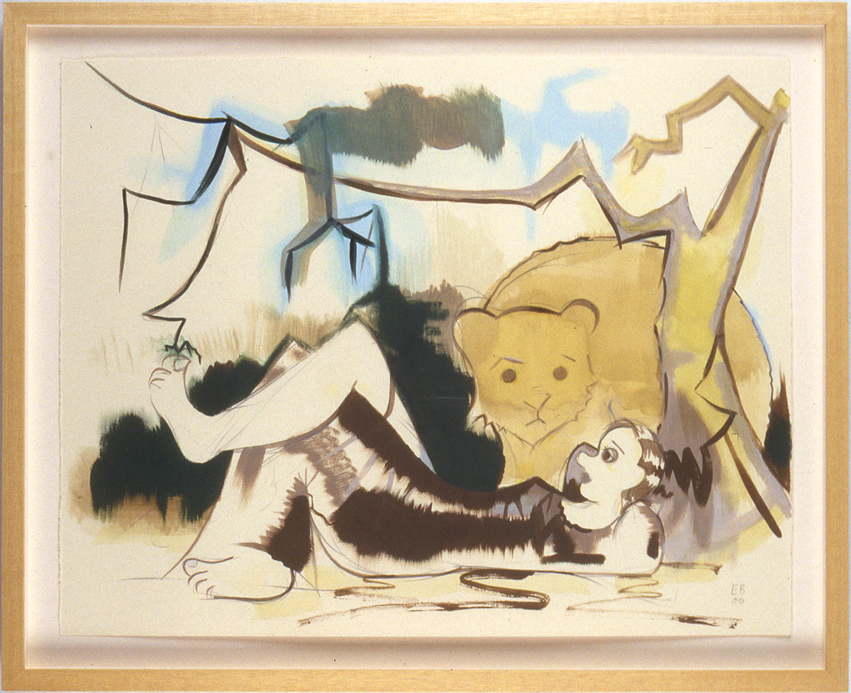 Ellen Berkenblit, Woman Under Tree, Bear with Whiskers, 2000