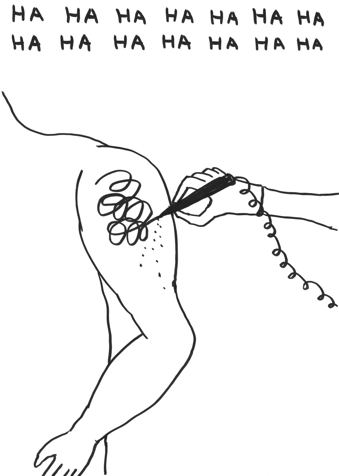 David Shrigley, Untitled (Ha Ha Ha, Tattoo), 2019