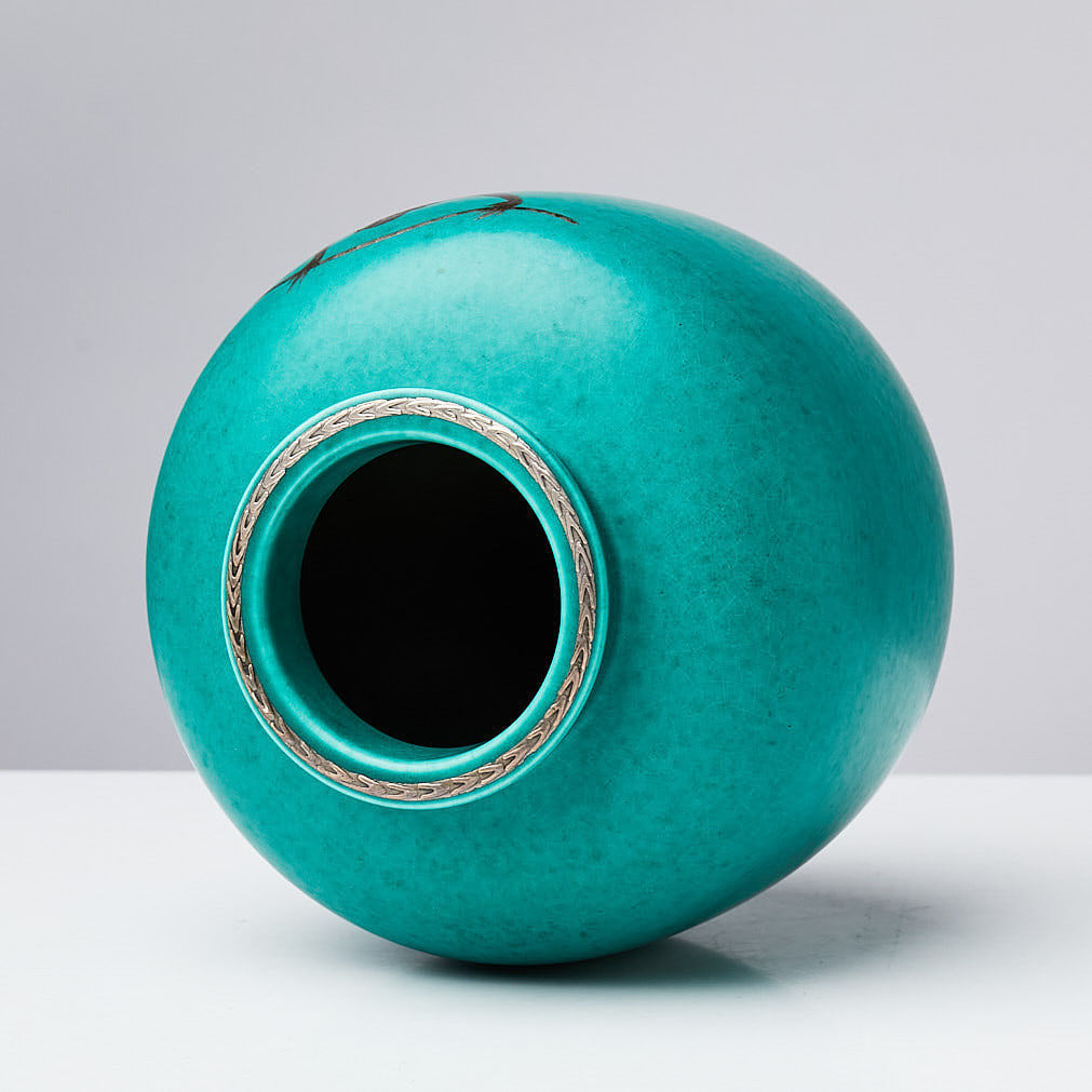 Wilhelm Kåge, Argenta Vase Seaman catching fish, 1940's