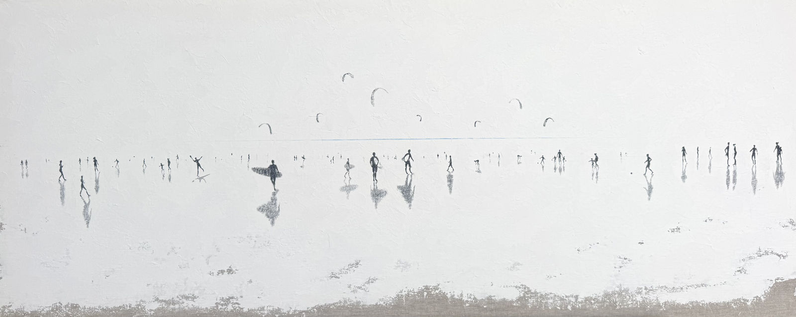 Eline de Jonge, Shadows on Sand - Panorama II Kites, 2025