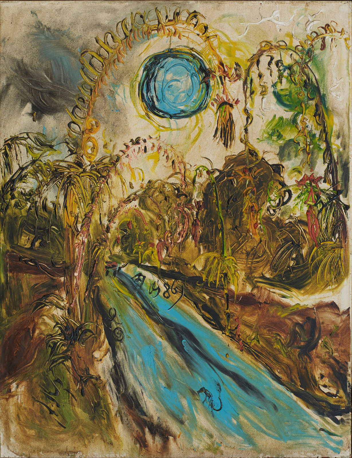 Affandi, Street Scene with Janur, 1986