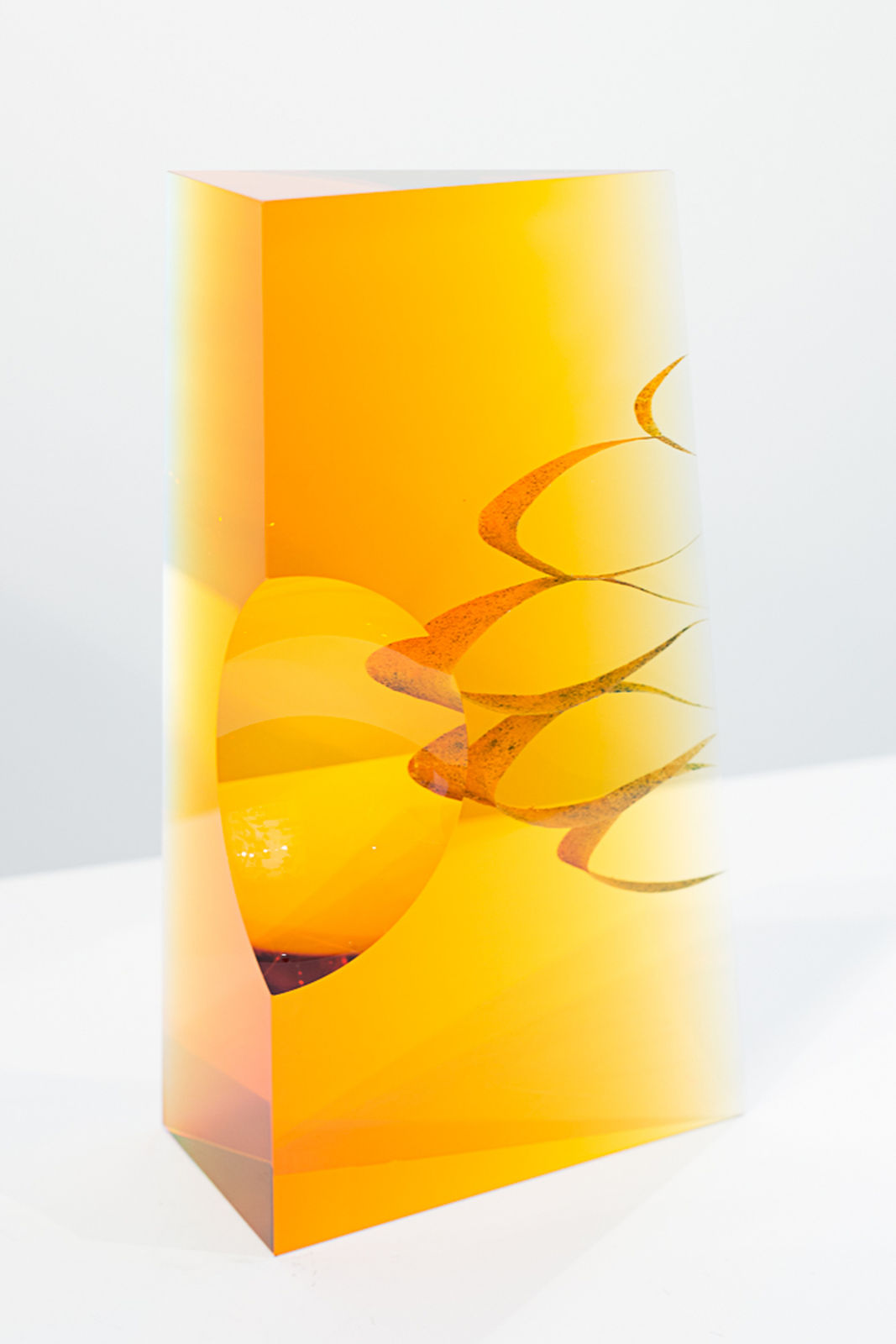 ANDREJ JAKAB, Life - amber optical glass with yellow/red/black inner struct