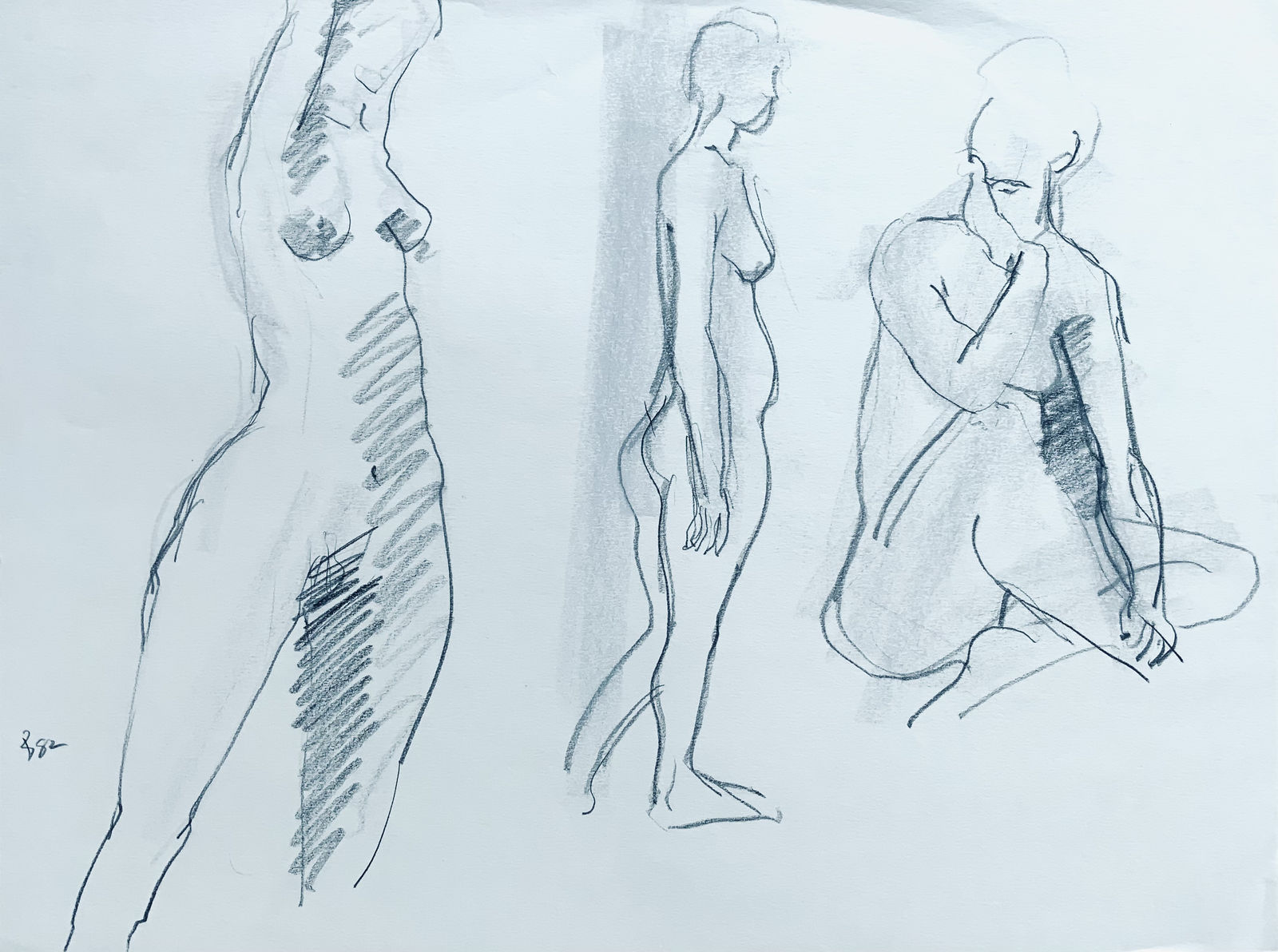 Freeman W. Butts, Charcoal Line Drawings, 1982