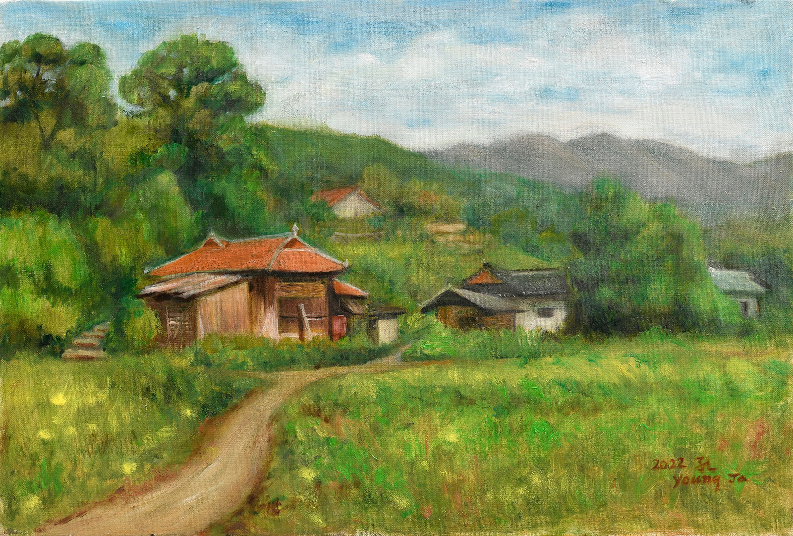 공영자 Kong, Young Ja, 평화로운 마을, 2022