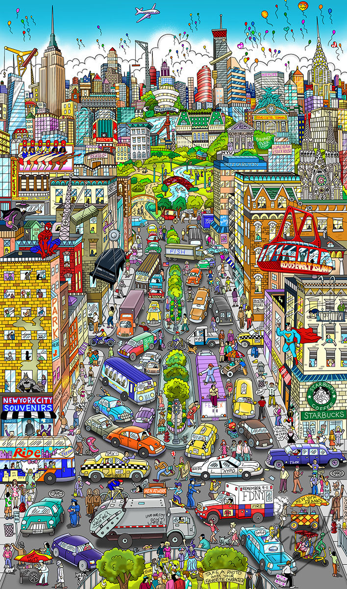 Charles Fazzino, in NY...It's the characters you meet