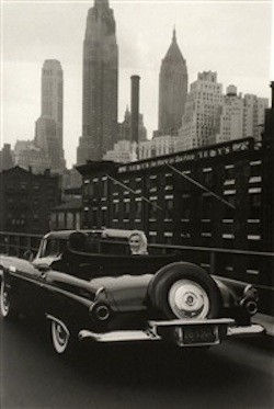 Sam Shaw, with Arthur Miller in NYC,-car, 1957