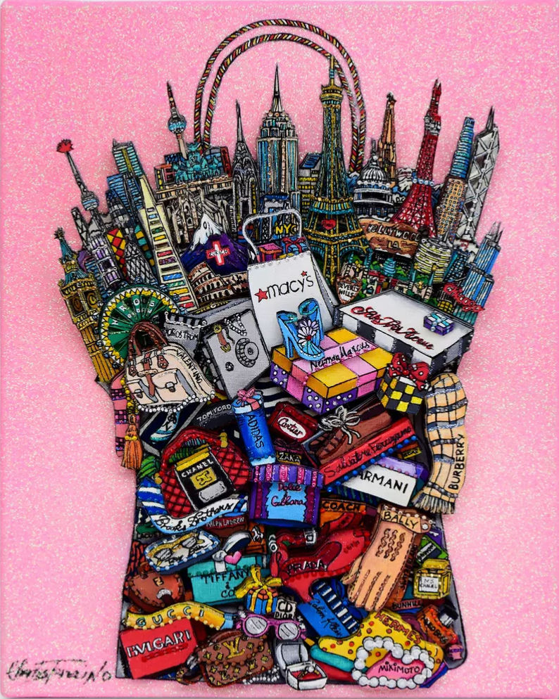 Charles Fazzino, Hey Girlfriend, Let's go Shopping