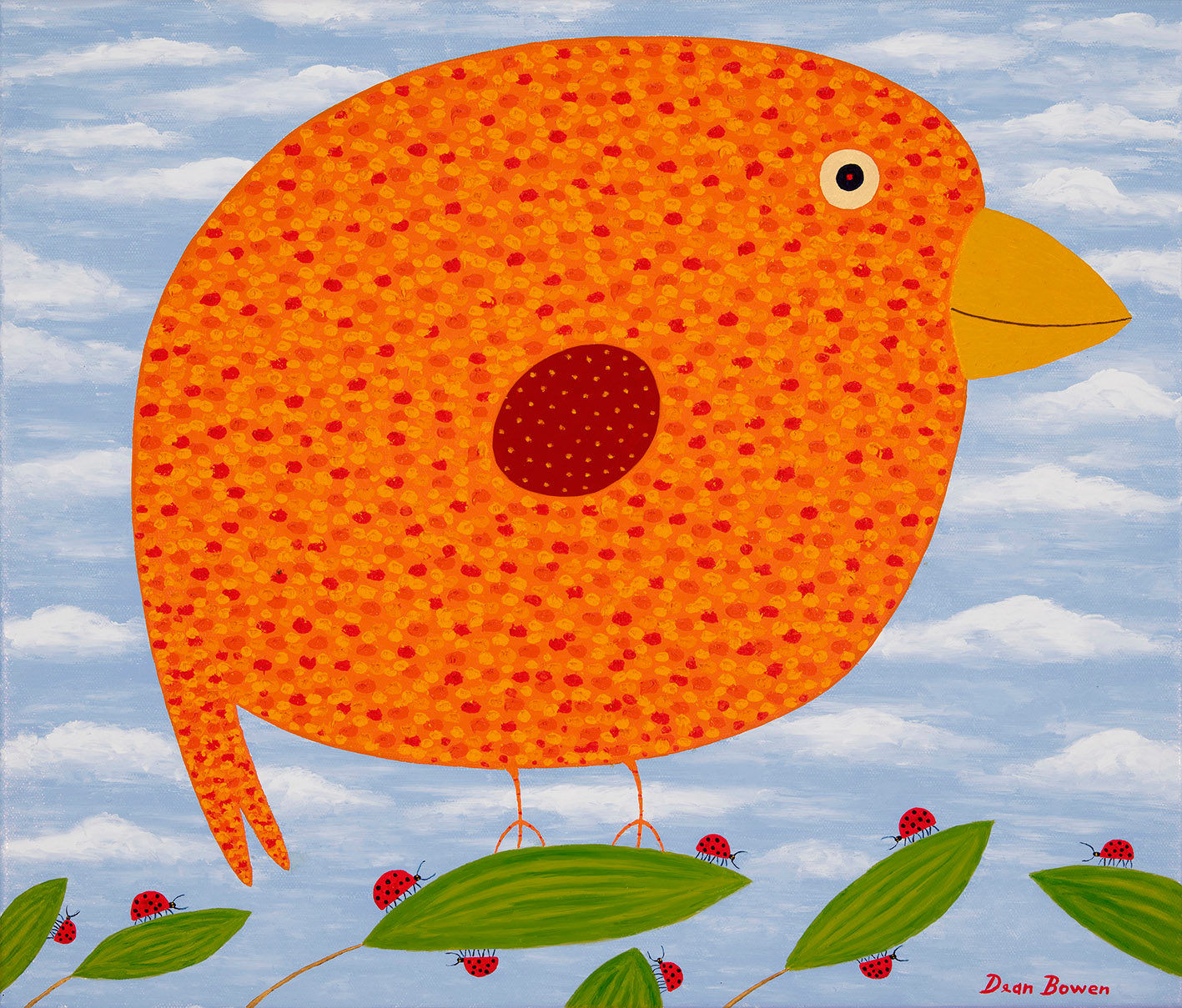 Dean Bowen, Leaf Bird with Wandering Ladybirds, 2024