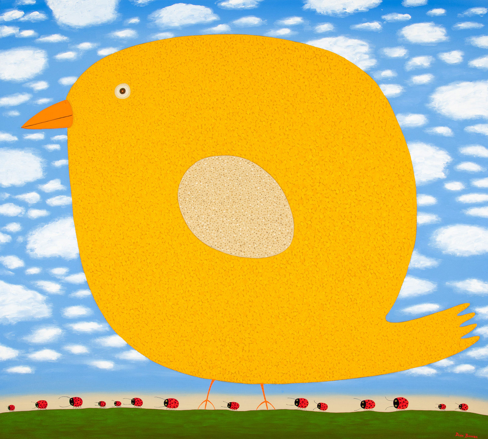 Dean Bowen, Yellow Canary with Ladybird Army, 2021