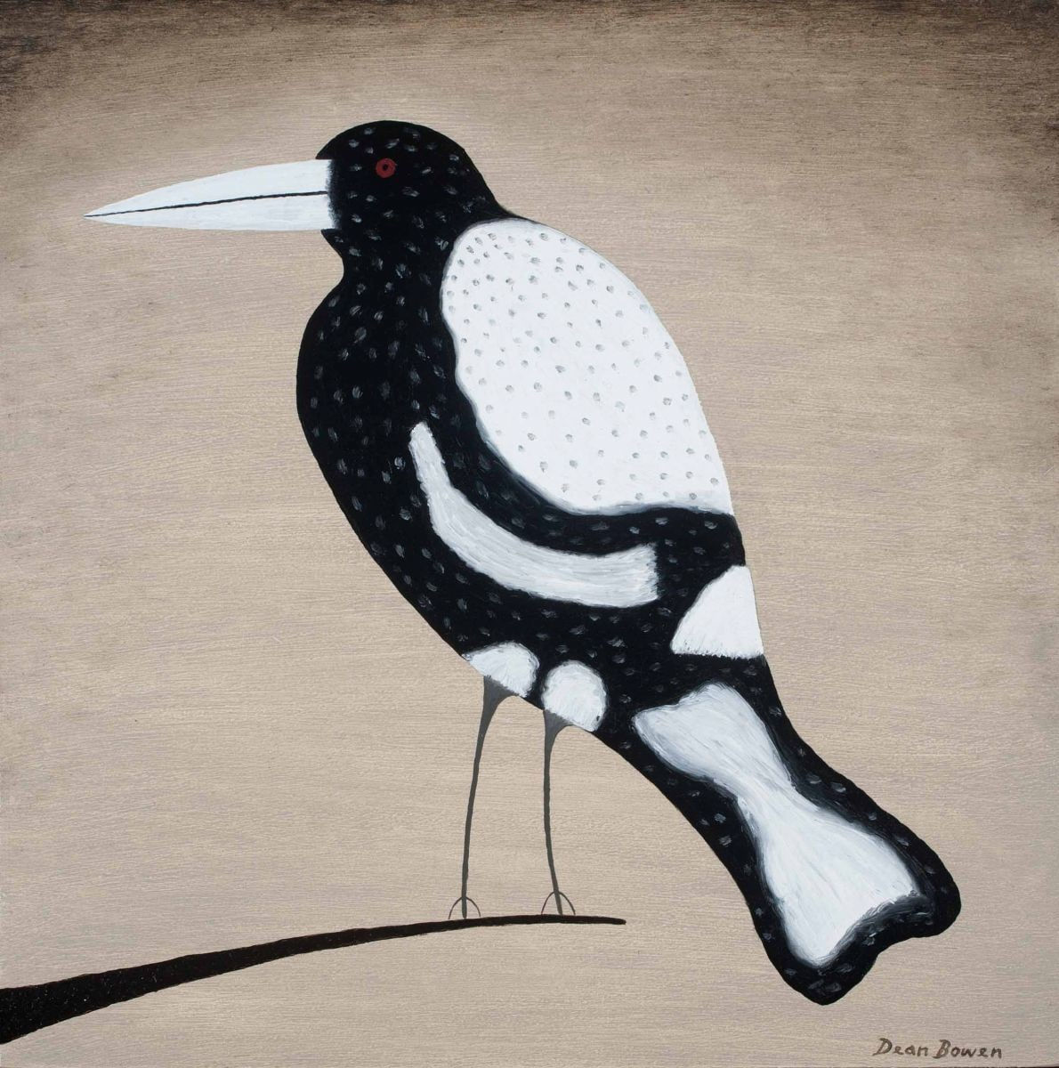 Dean Bowen, Magpie on Twig (Study), 2015