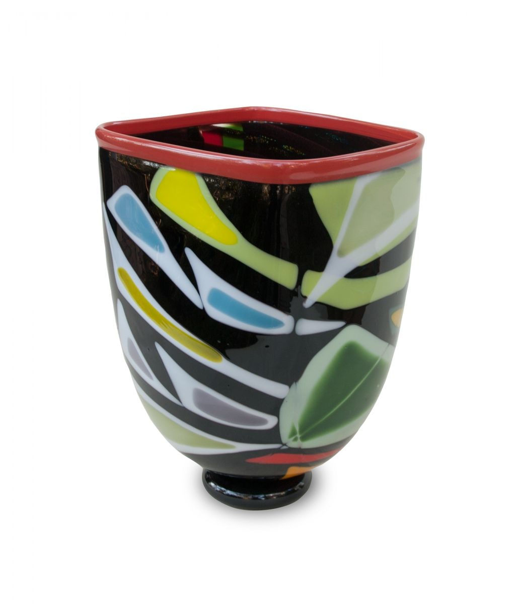 Deborah Halpern, Black Square Vessel, Red Lip, 2014