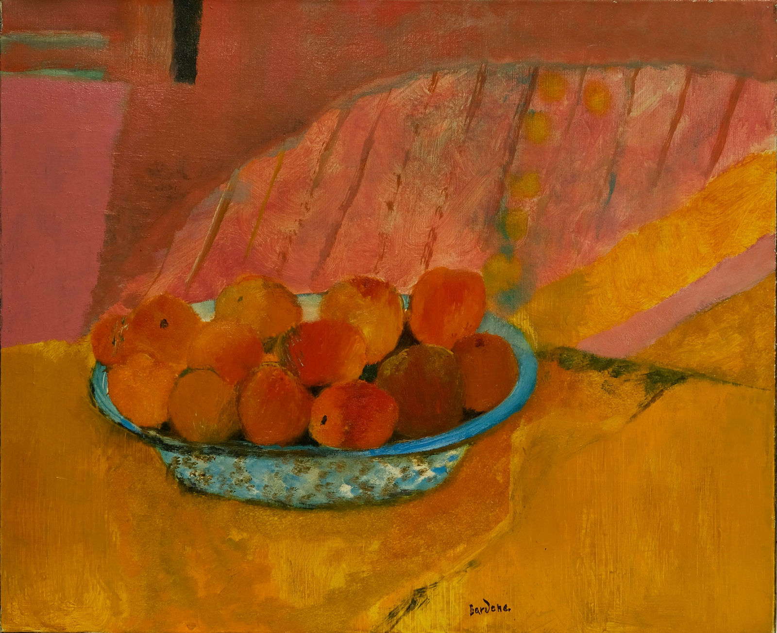 Guy BARDONE, Abricots au fond rose, 2001 - 2006