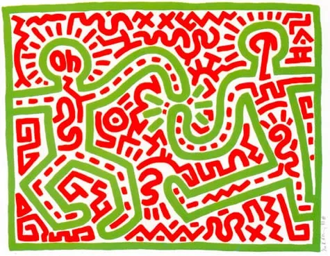Keith Haring, 'Untitled' (Red and Green Woodcut) Littmann p. 29, 1983