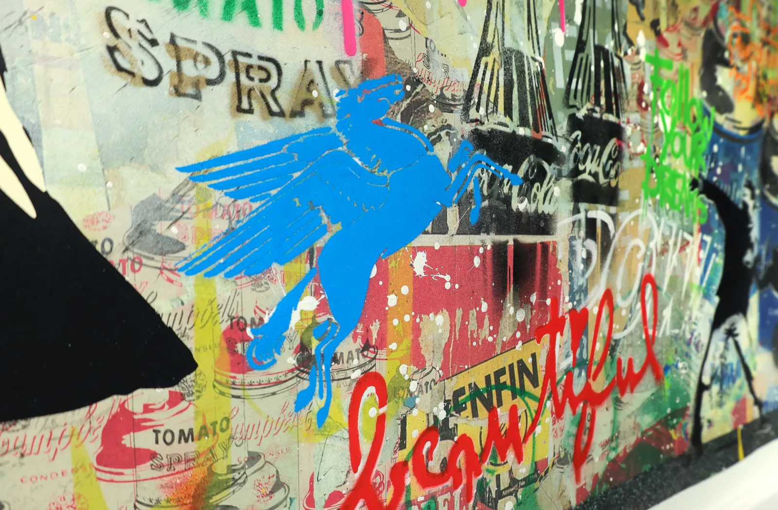 Mr. Brainwash, 'Ballon Girl Pegasus' Unique Collage Pictures, 2023