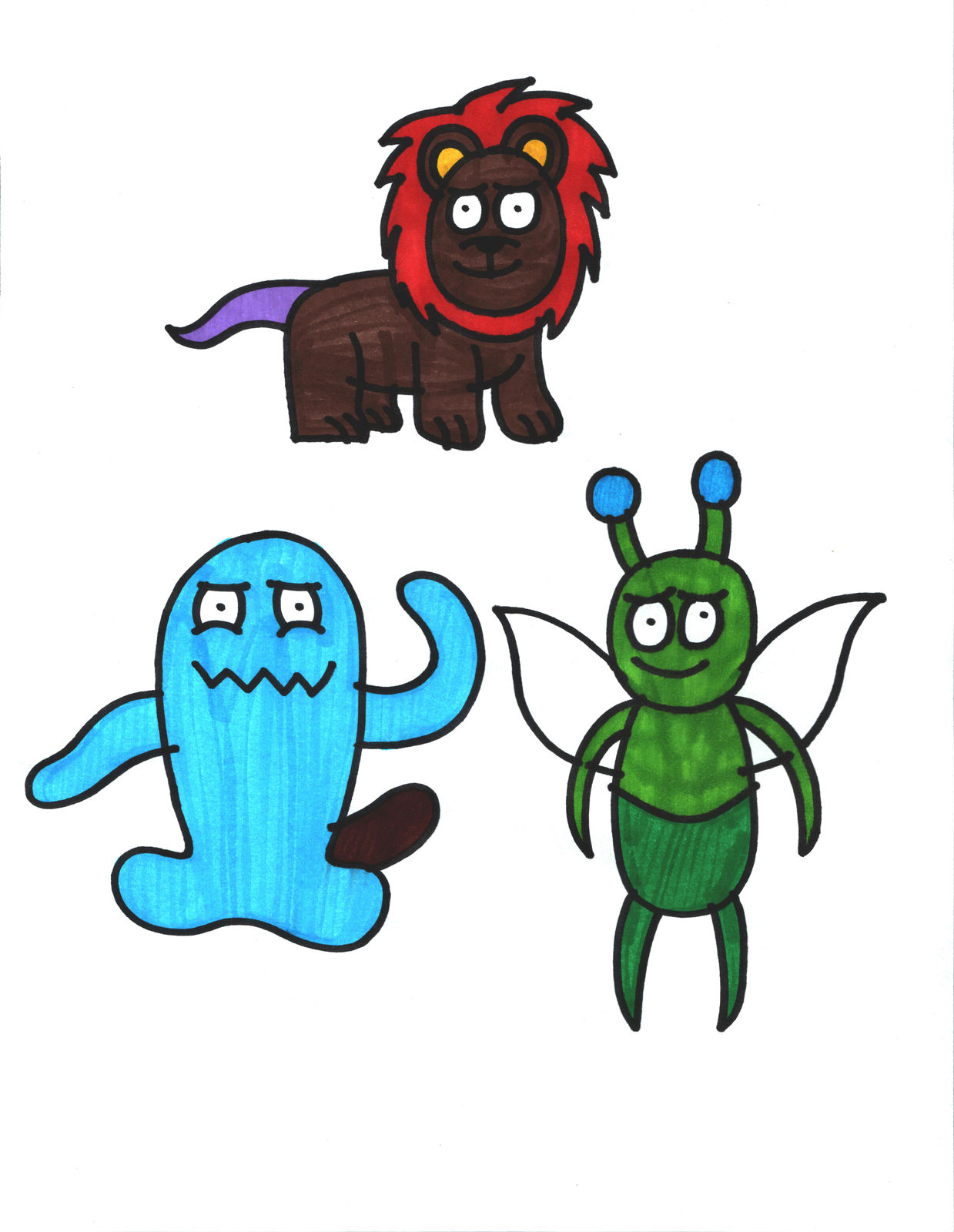 Noel Herrera, Untitled (Wobbuffet, Lion, and Bug), 2022